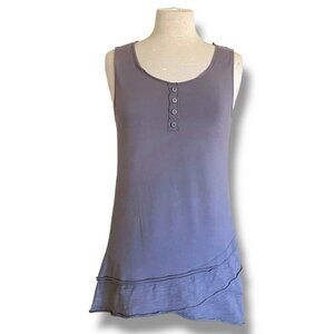 Neon Buddha Womens Tunic Tank Sz XS Gray Boho Artsy Lagenlook Top Asymmetric